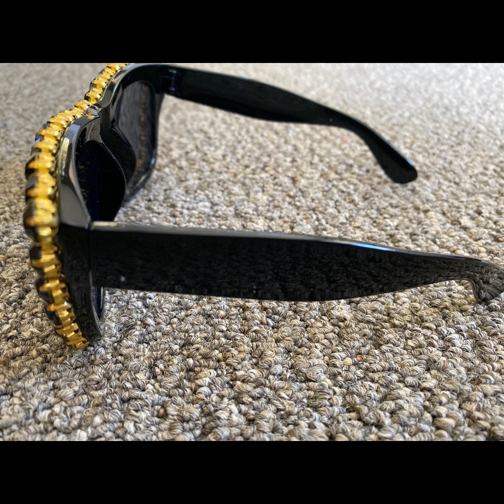 Black and Gold Sunglasses  Women Flat Top Fashion
